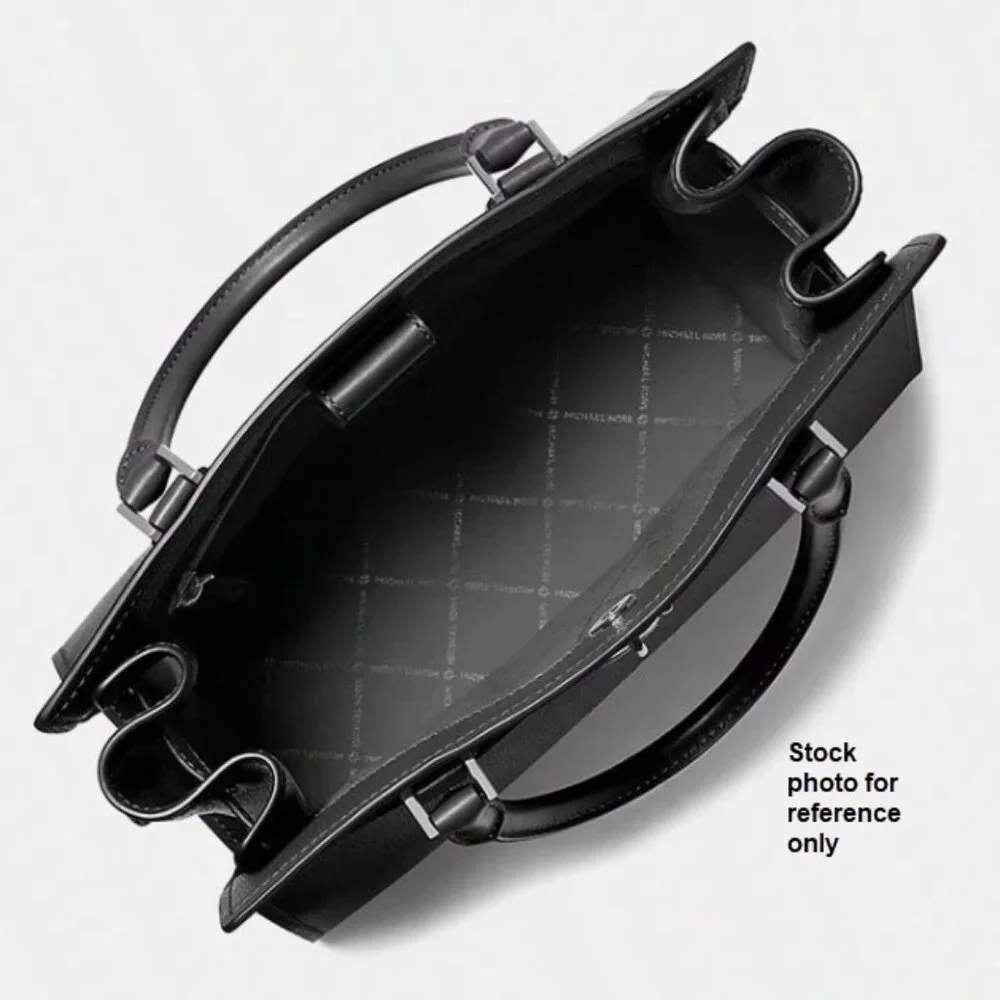 MICHAEL KORS HAMILTON MEDIUM CROSSBODY SATCHEL HANDBAG LEATHER BAG (BLACK) - Picture 4 of 7